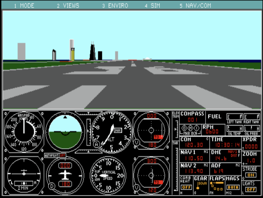 Starting location of MSFS 4.0 on runway 36 at Meigs Field in Chicago.