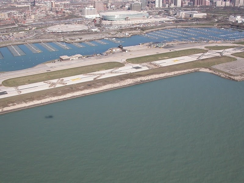 Arial image of Meigs Field post destruction.