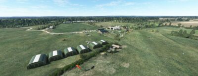 Damyns Hall Aerodrome bird's eye view in MSFS by Burning Blue Design.