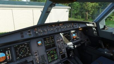 A rendition of the cockpit of the Airbus A330-300 by Aerosoft for Microsoft Flight Simulator.