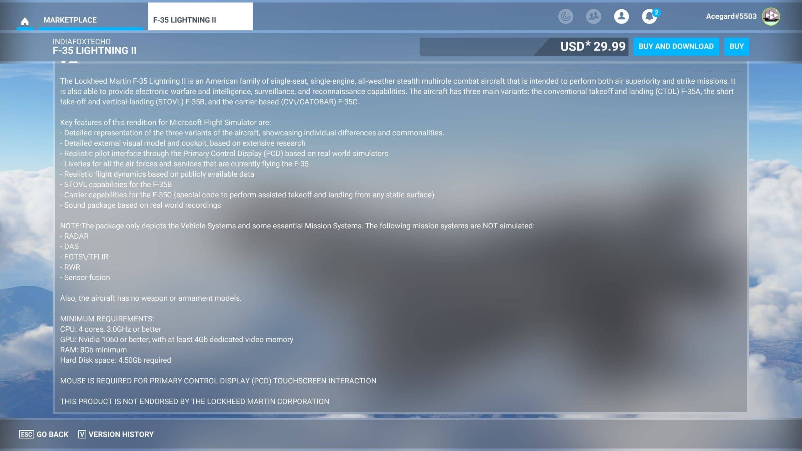 Weapons are not allowed in the MSFS Marketplace