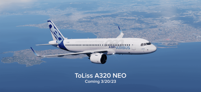 A rendition of the Airbus A320NEO by ToLiss in X-Plane.