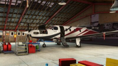 A rendition of the Pilatus PC-12 for Microsoft Flight Simulator by SimWorks Studios.
