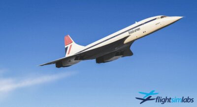 A rendition of the BAC Concorde by FSLabs for P3Dv5.