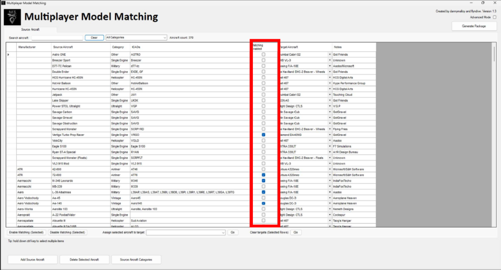 model matching multiplayer in MSFS