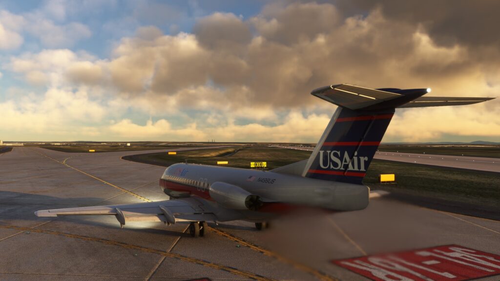 Just Flight Fokker F28 line up at KDEN