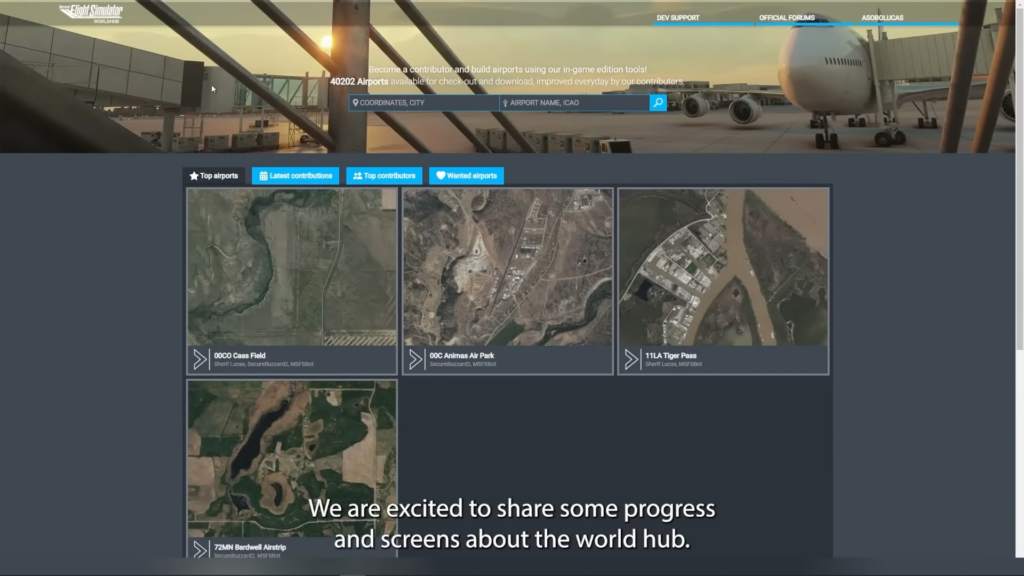 MSFS World Hub user interface