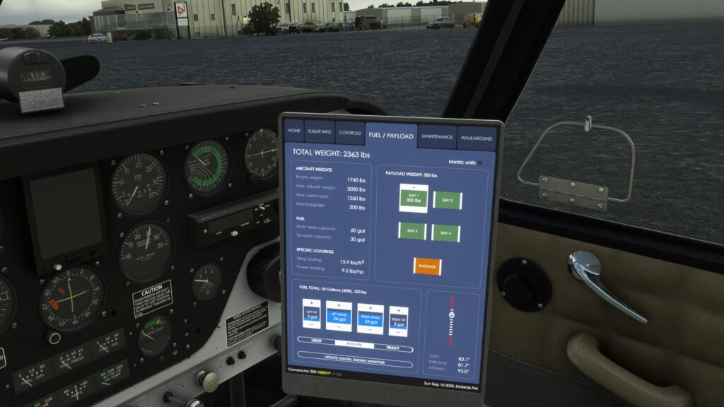 A2A Comanche MSFS Review EFB 4