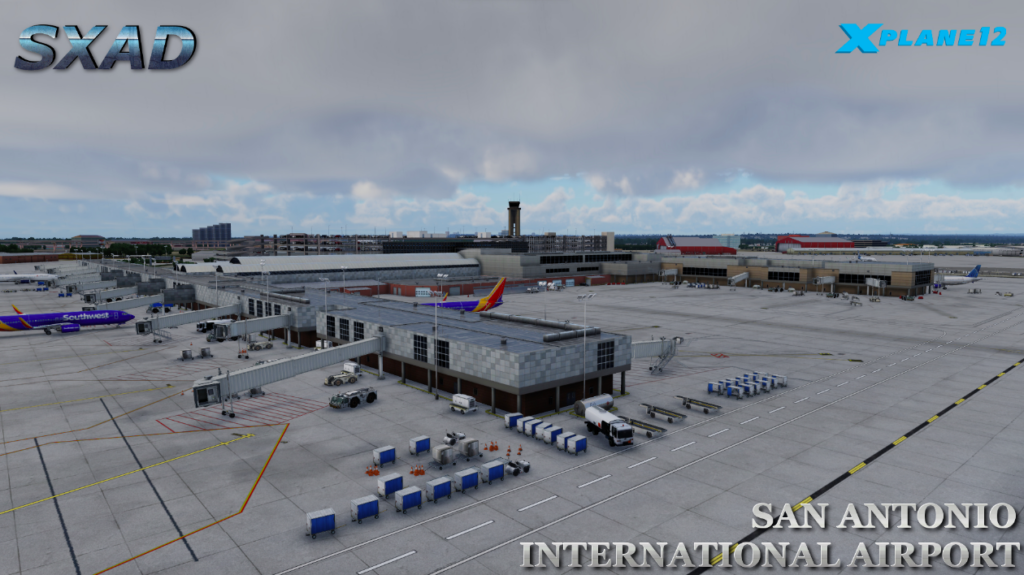 Without any prior announcement of the development, SXAirportDesign (SXAD) has suddenly released a detailed rendition of San Antonio International Airport (KSAT) for X-Plane 12.