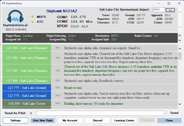 SayIntentions ATC custom airport procedures