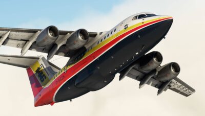 Rendition of Bae 146 by JustFlight for Microsoft Flight Simulator.