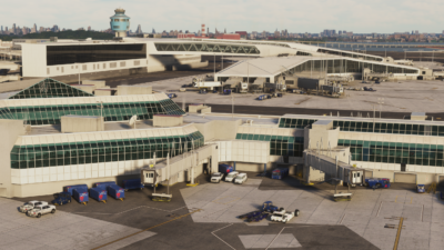Rendition of New York's LaGuardia Airport for Microsoft Flight Simulator by MK Studios.