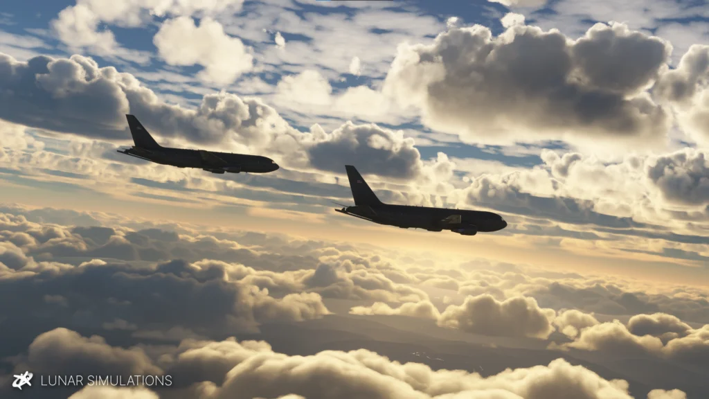 Boeing 767 with a fighter jet