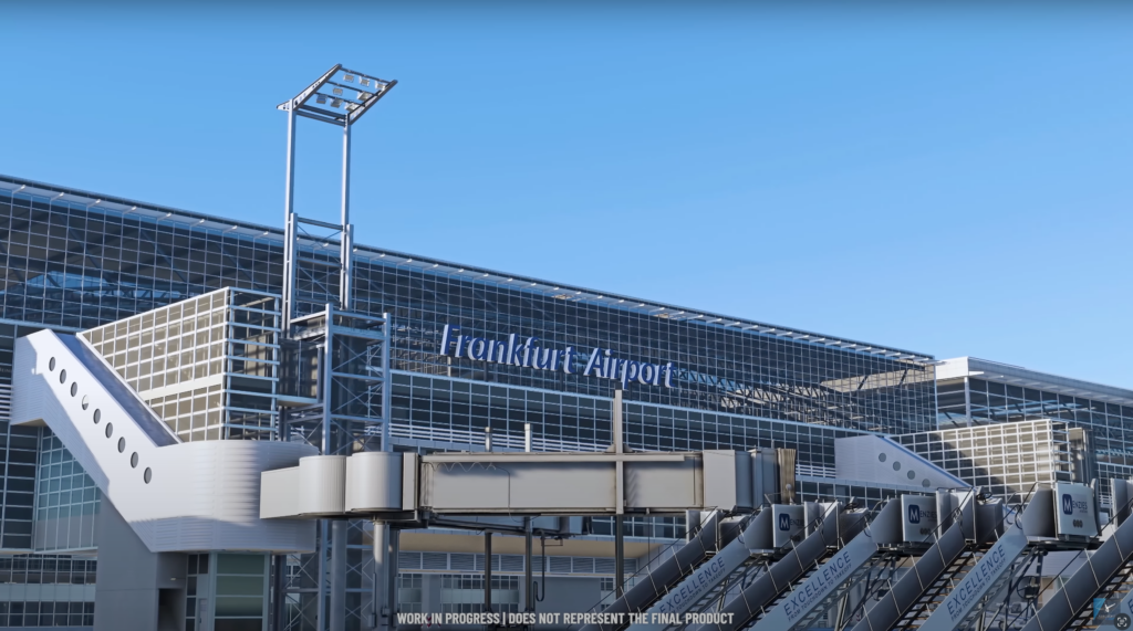 Frankfurt Airport terminal in Microsoft Flight Simulator by Aerosoft.