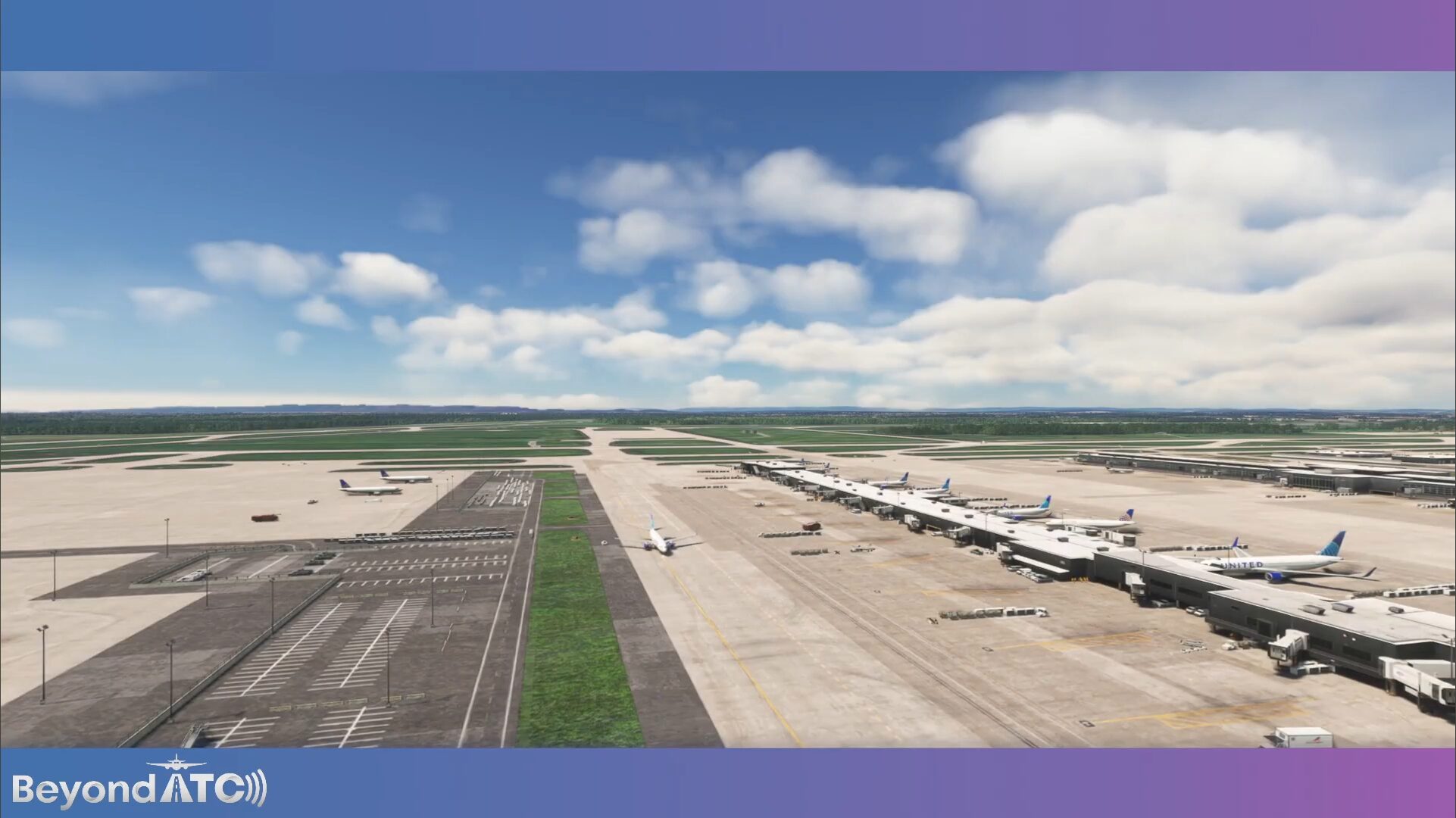 A screenshot showcasing the AI traffic in the ground taken from the BeyondATC demo flight  video.