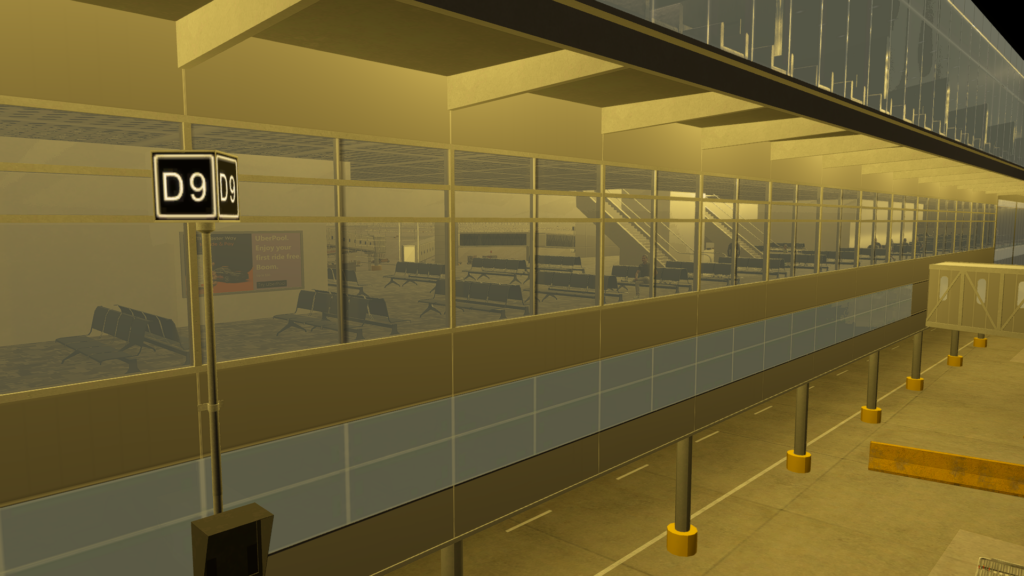Terminal getting lighted by the outside