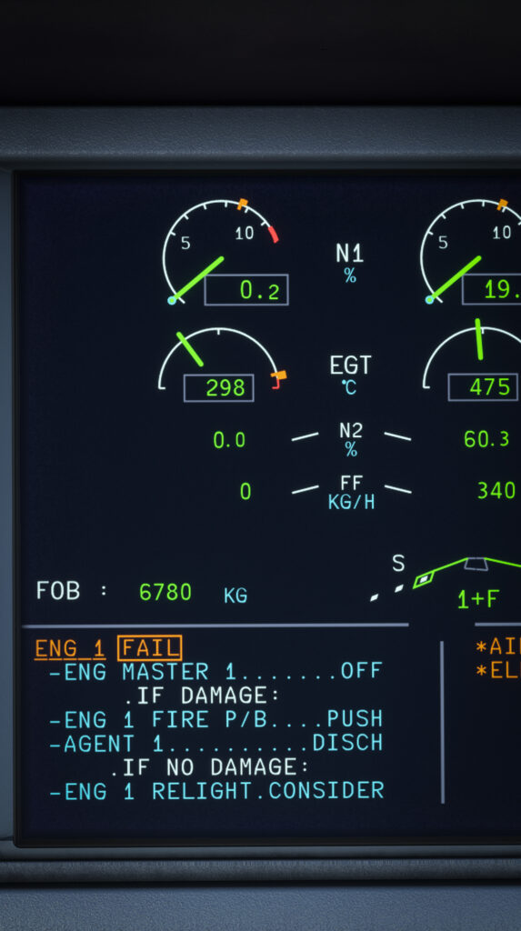 Image Showing engine failure in fslabs a321