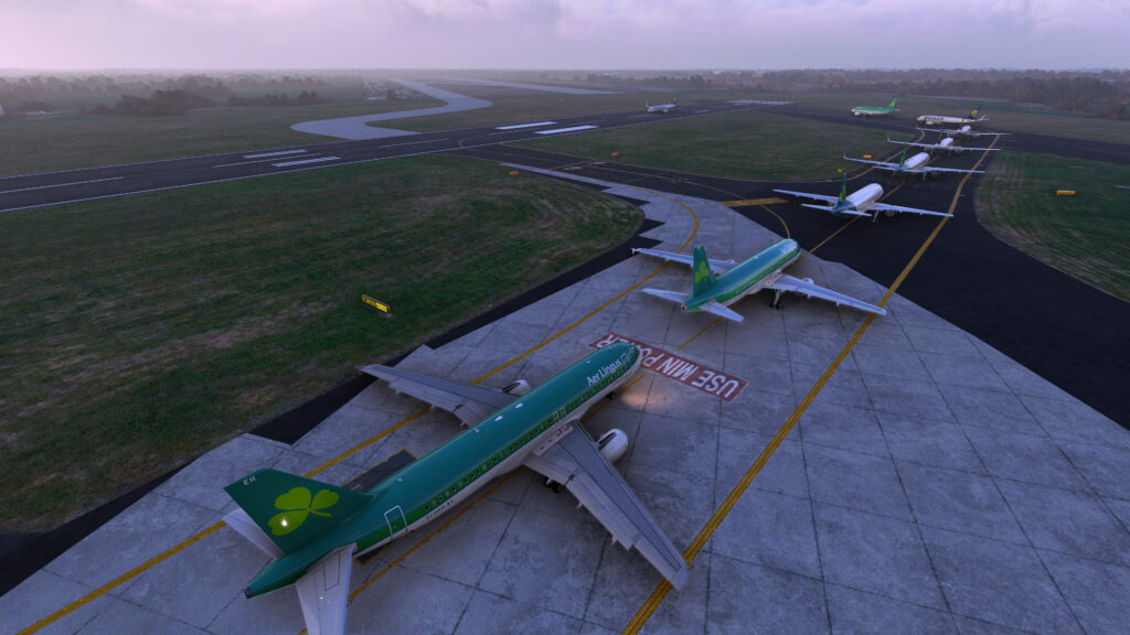 Planes line up for takeoff at EIDW Dublin using AIGround