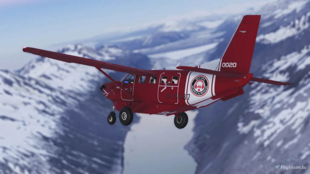 Sayintentions.ai red skyops kodiak 100 livery in flight.