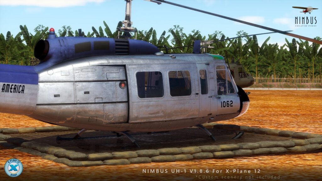 The UH-1 on the ground at an airbase