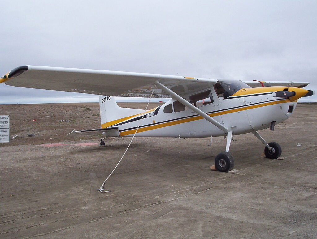 Cessna Plane on apron tied down