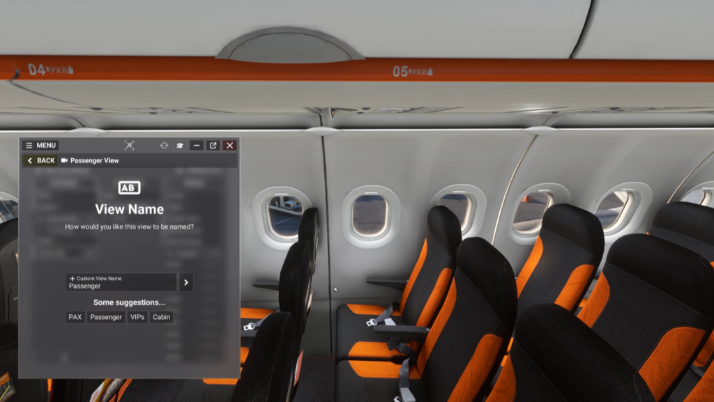 ChasePlane for MSFS naming custom view