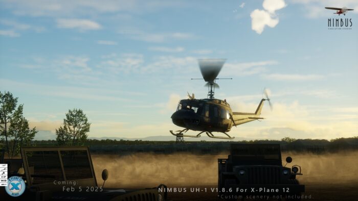 The UH-1 landing at an airbase