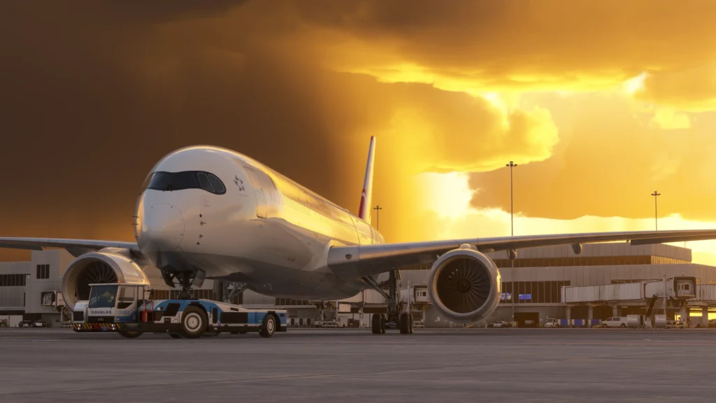 iniBuilds A350 for MSFS on airport stand