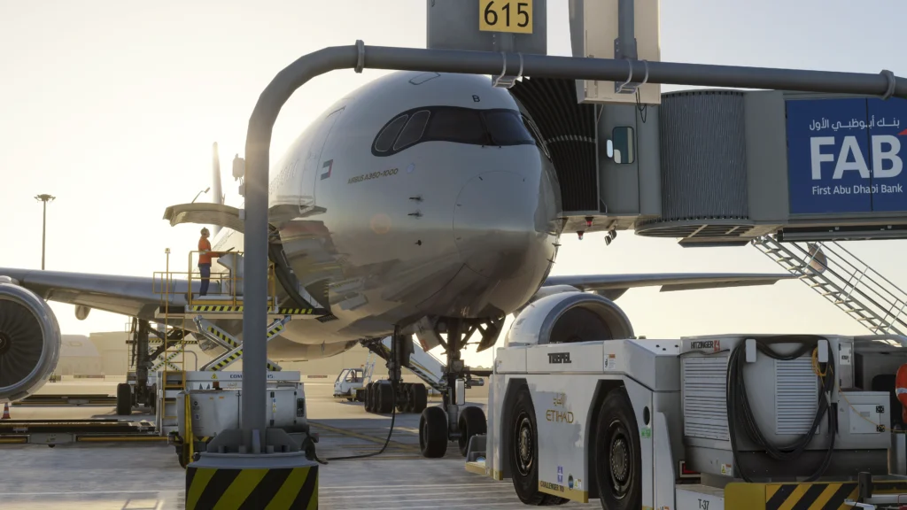 iniBuilds A350 for MSFS on airport stand
