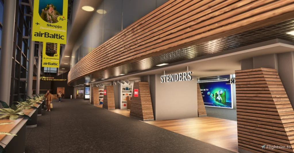 Lisium design EVRA Riga international airport terminal interior view