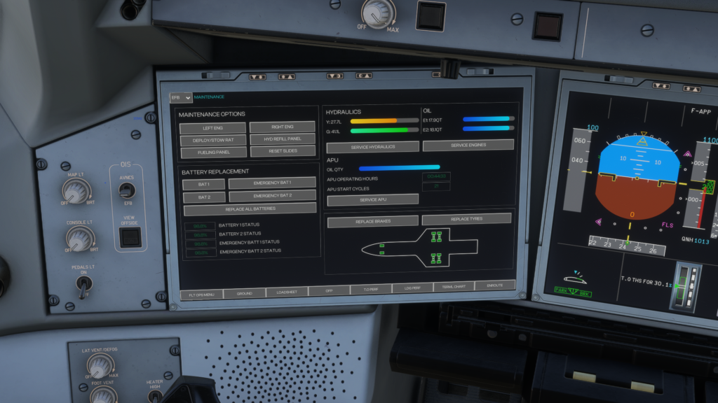 iniBuilds A350 EFB Maintenance Page