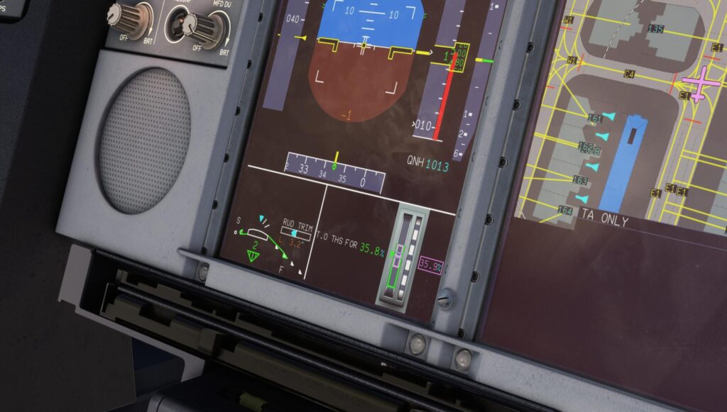 A380X rudder trim on PFD