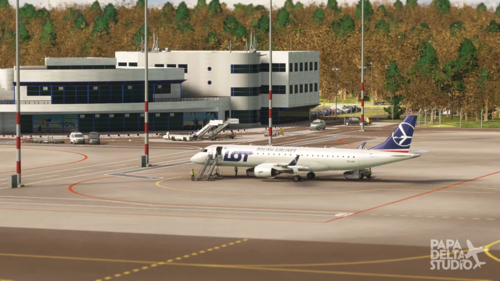 Papa Delta Szczecin Goleniow Rampside image showing LOT Embraer aircraft.