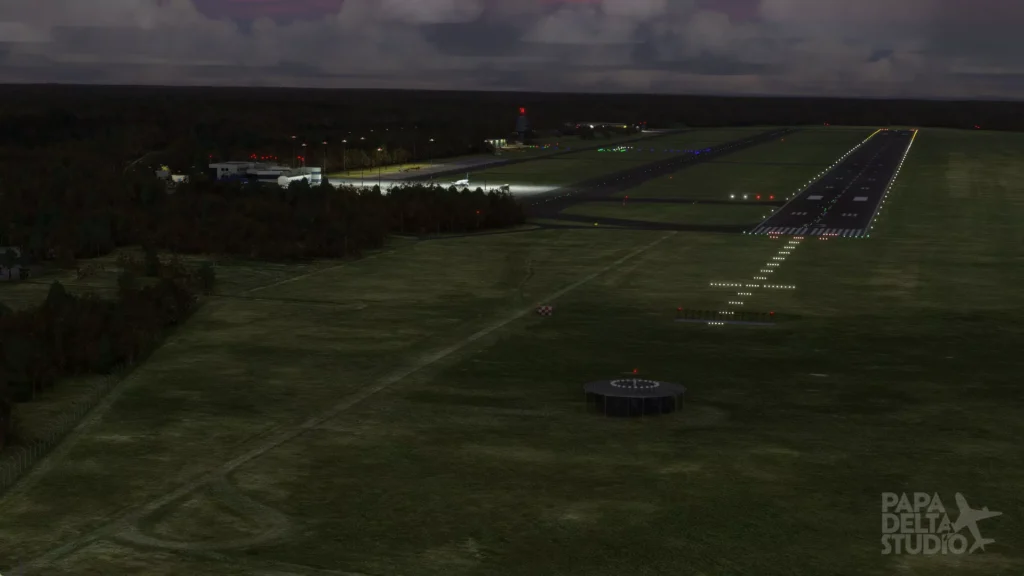 Papa Delta Szczecin Goleniow showing runway and ambient lighting at night