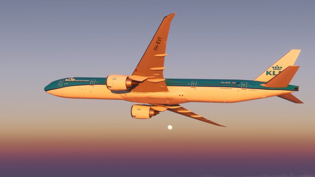 PMDG 777W (2020) KLM at dusk