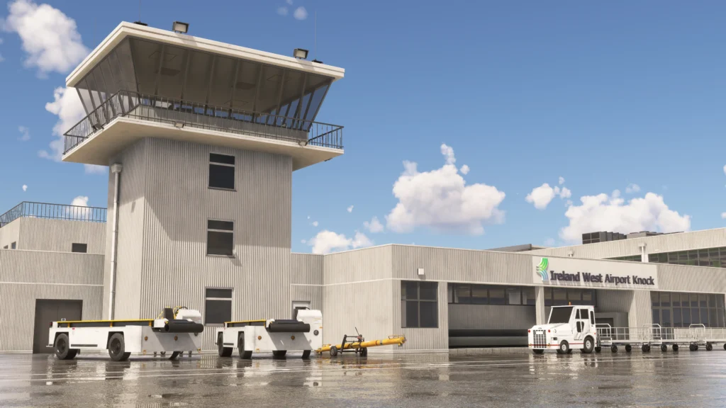 Fly X Simulations Knock Airport Terminal and Tower exterior