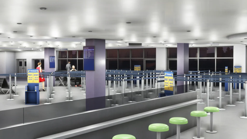 Fly X Simulations Knock Airport interior