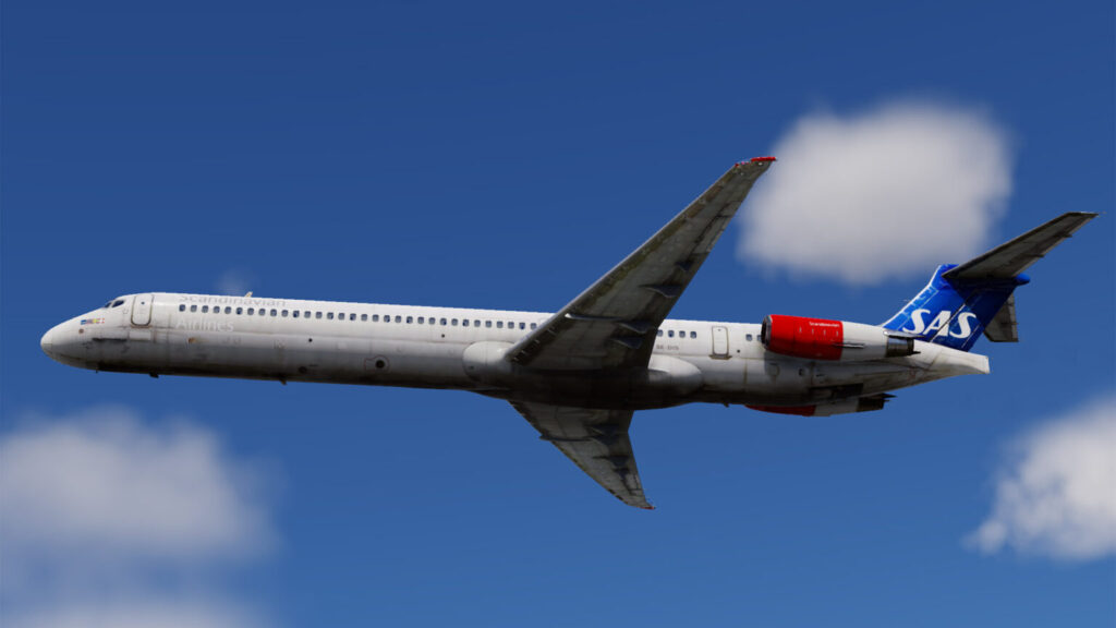 MD-80 in SAS colours, replicated by the Rotate Simulations MD-80 Pro for X-Plane 12