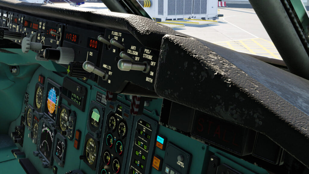 Close up glareshield from the Rotate MD-80 Pro for X-Plane 12