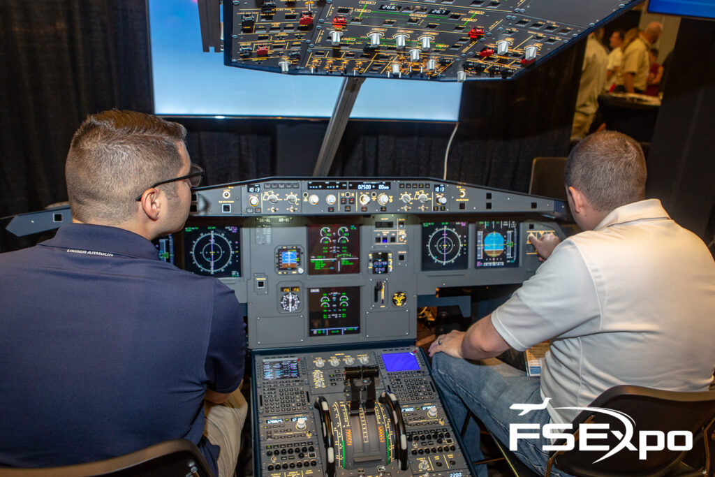 An A320 cockpit used to control flight simulator