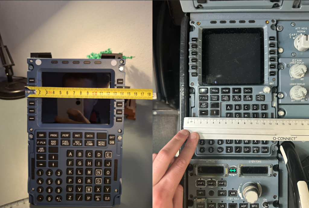 Winwing MCDU comparison with real A320 MCDU 2