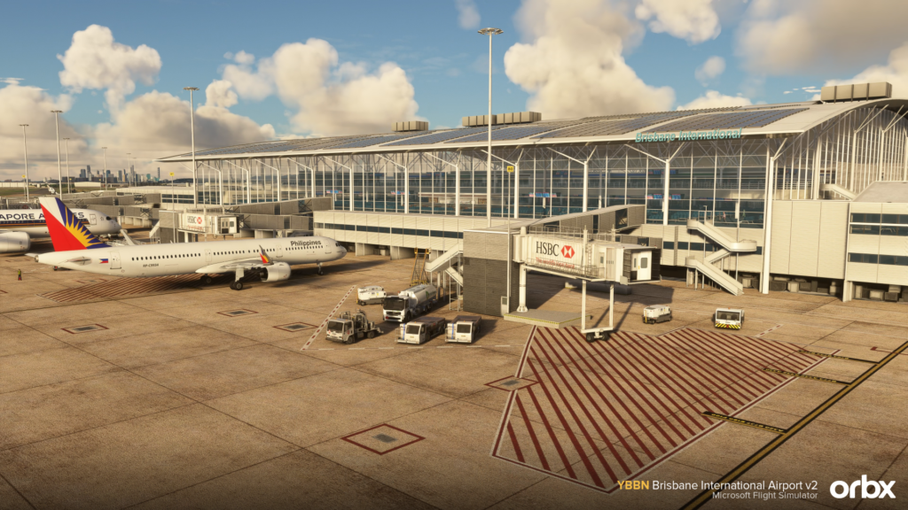 Orbx Brisbane V2 - view of terminal jetways