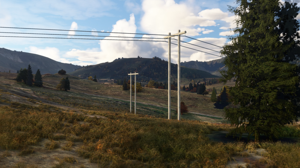 Orbx Global Power Lines - Shot showing rural power lines in concrete