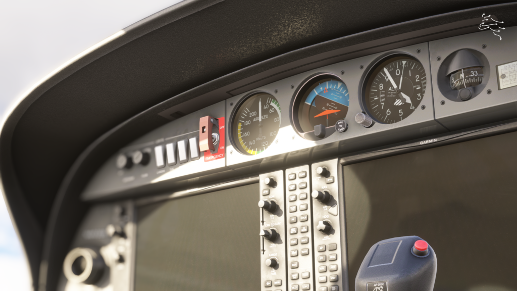 COWS DA40 Close Up shot of the Cockpit Instruments