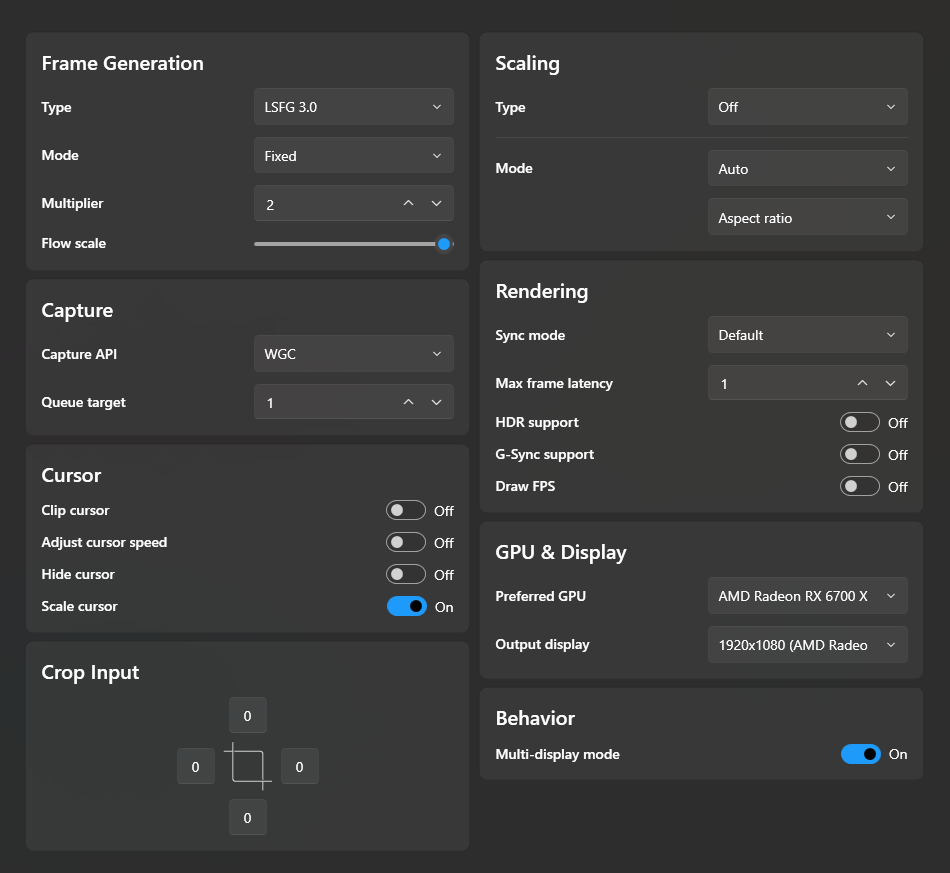 A350 Lossless Scaling Settings