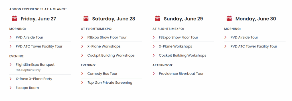 FSExpo 2025 Addon experience schedule