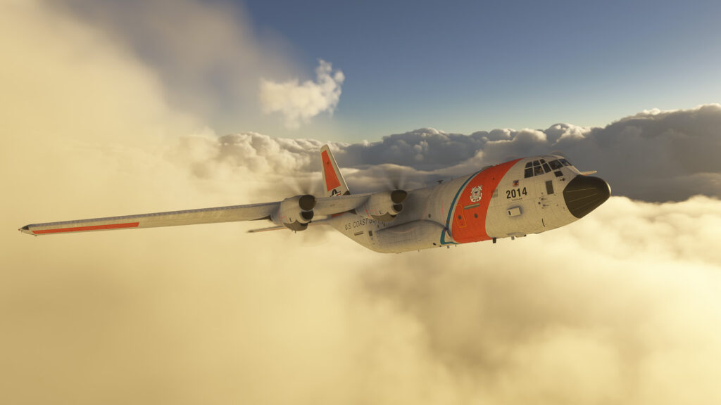 Blackbird Simulations C-130 "Dirty 30" pre-release images showing Coastguard liveried C-130 ADV