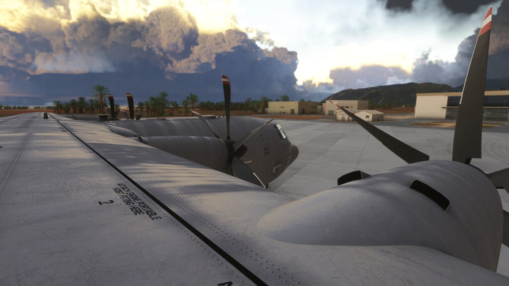 Blackbird Simulations C-130 "Dirty 30" pre-release images showing over-wing view