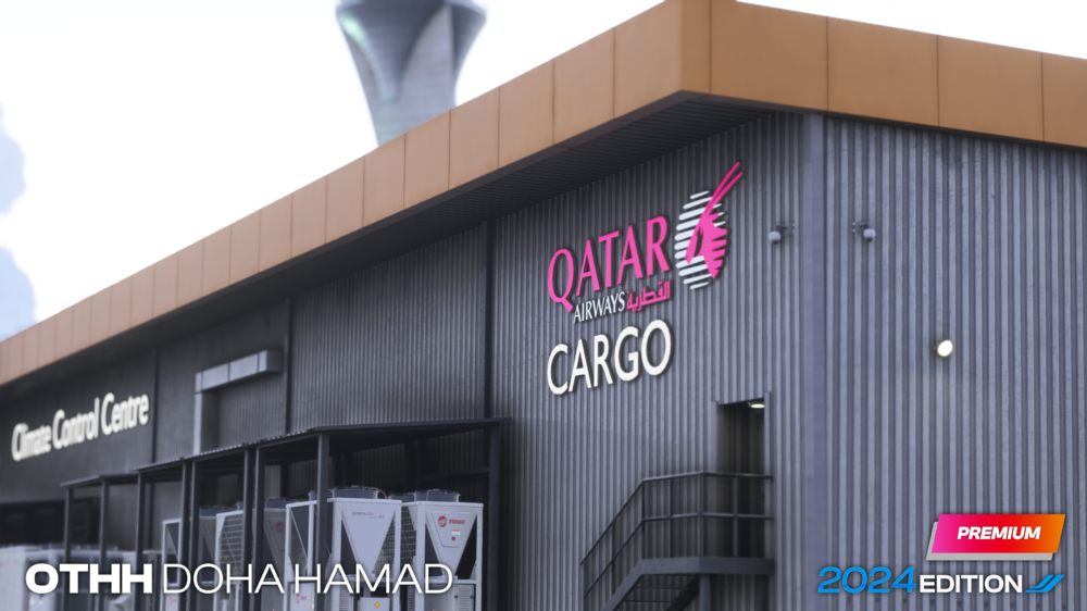iniBuilds Qatar Doha Airport cargo building exterior