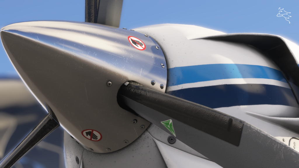 Close up of the COWS DA42 propeller 